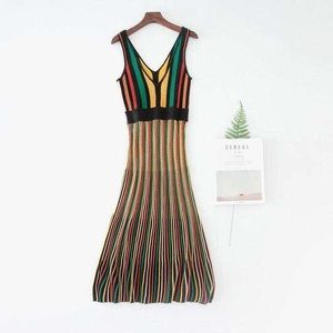 Uterque Listado Multicolor High Low Dress